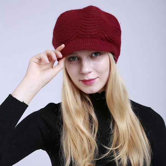 Gorro de punto cálido de moda para mujer con forro polar