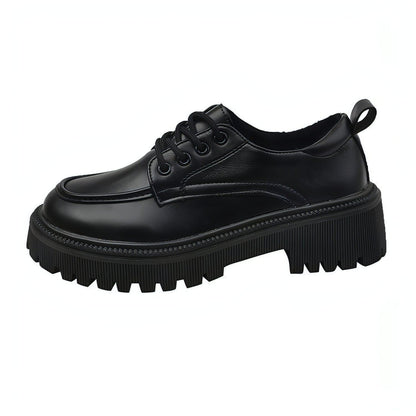 Platform Leather Shoes Women's British Style Slimming