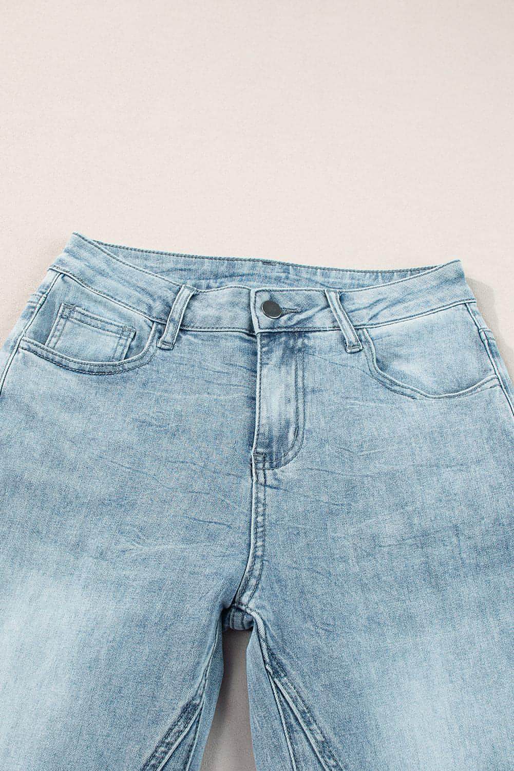 Dusk Blue Acid Lave de perna extra larga na cintura alta jeans