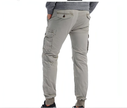 Spring Men's Tappered Work Clothes Multi-pocket Loose Casual Pants