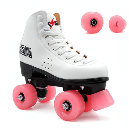 Double Row Roller Skates Four-wheel Roller Skates Translucent Jelly Wheels