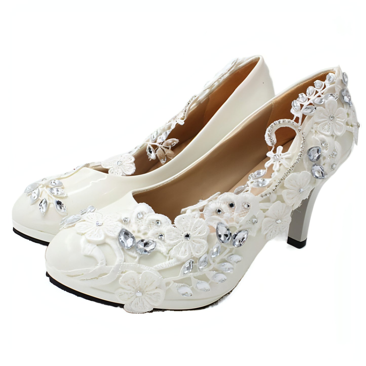 Oversized Women's White Shoes Round Toe Leather