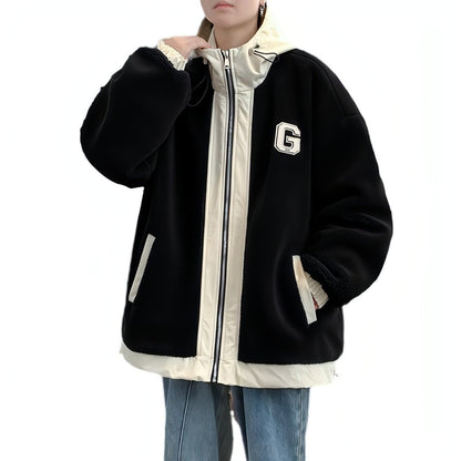 Men's Lamb Wool Student Versatile Thickened Padded Polar Fleece Cotton-padded Jacket