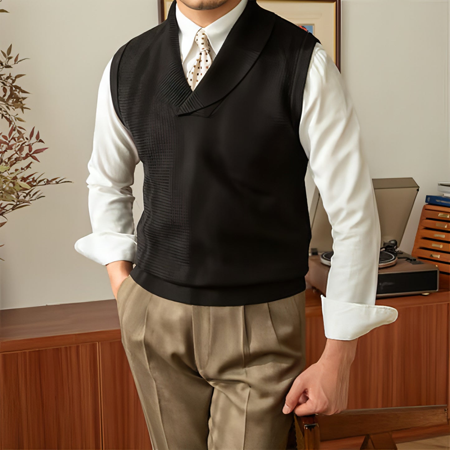 Fashionable Knitted Waistcoat Business Slim Fit Men