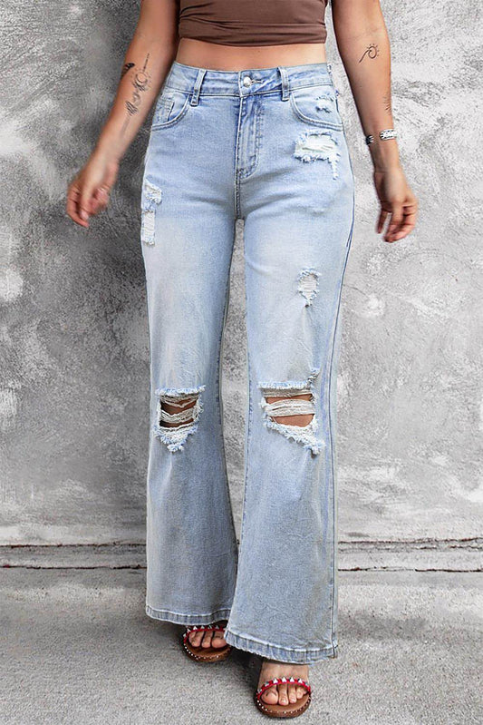 Beau Blue Vintage-Jeans im Distressed-Look in heller Waschung