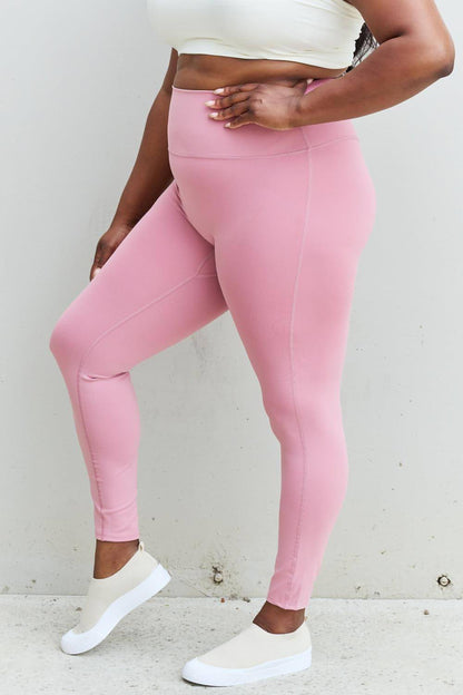 Zenana Fit For You – Aktiv-Leggings in voller Größe mit hoher Taille in Hellrosa