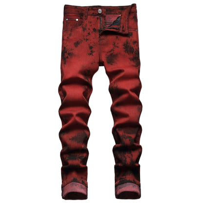 Stretch Tie Dyed Red Brick Men 's Jeans