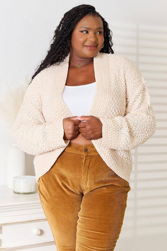 Double Take Open Front Front Slave Cardigan