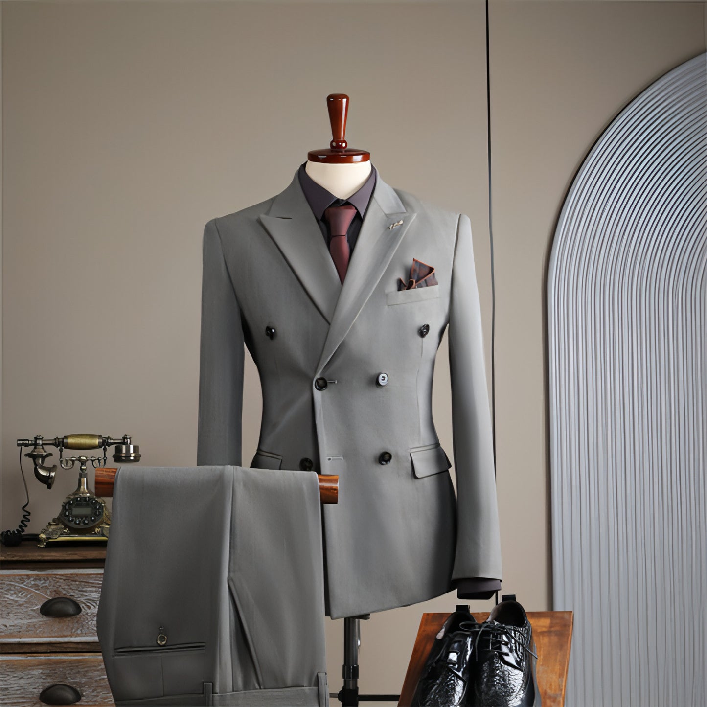 Double Breasted Stripes Suit Men's Suits