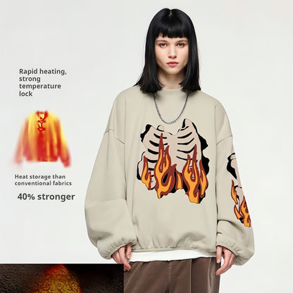 Fire Bone Round Neck Hoodie Short