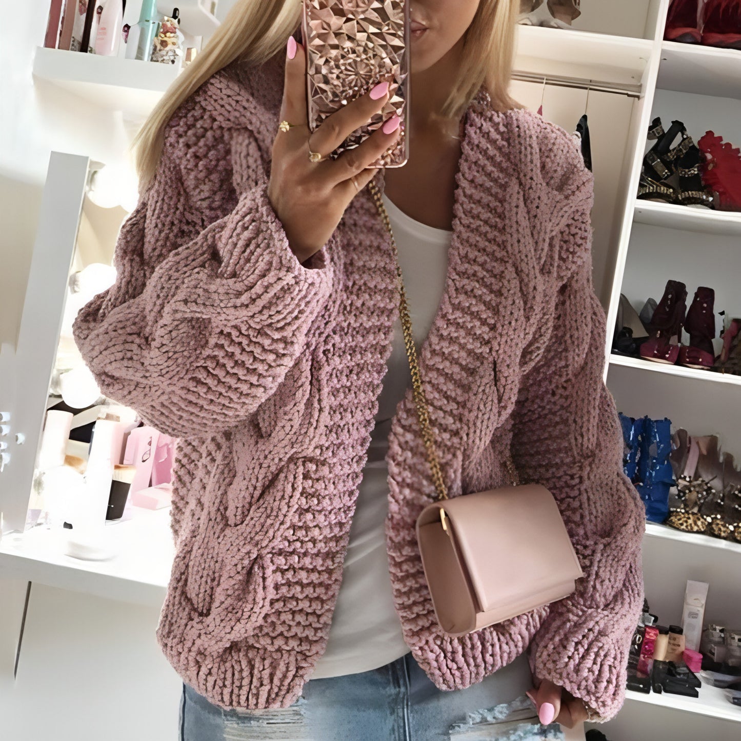 Sweater Women's Thick Thread Twist Knitted Cardigan Sweater