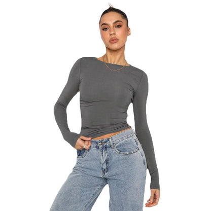 A1. Knitwear Tight Casual Long Sleeve T-shirt Women