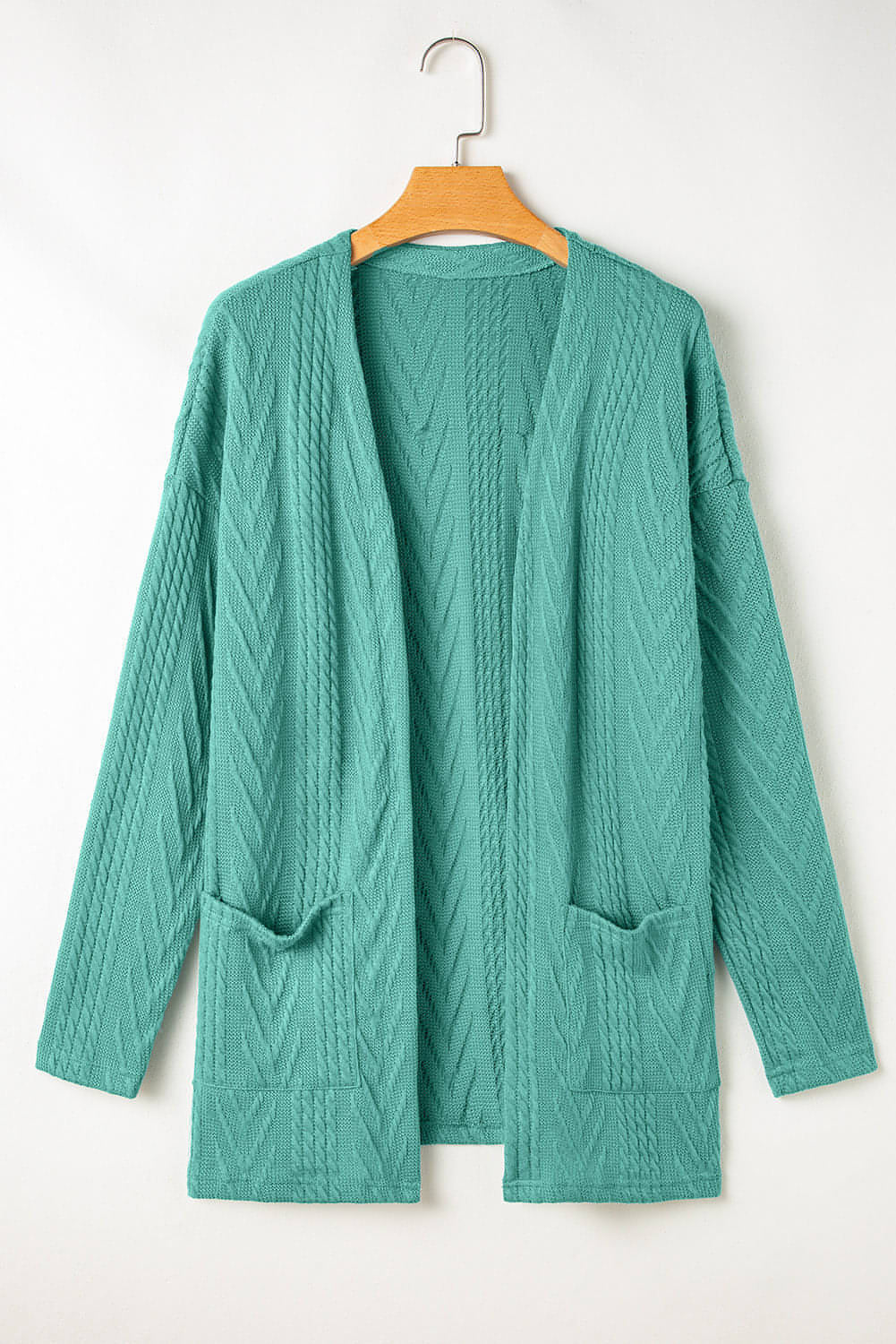 Canton Solid Textured Open Front Cardigan with Pocket