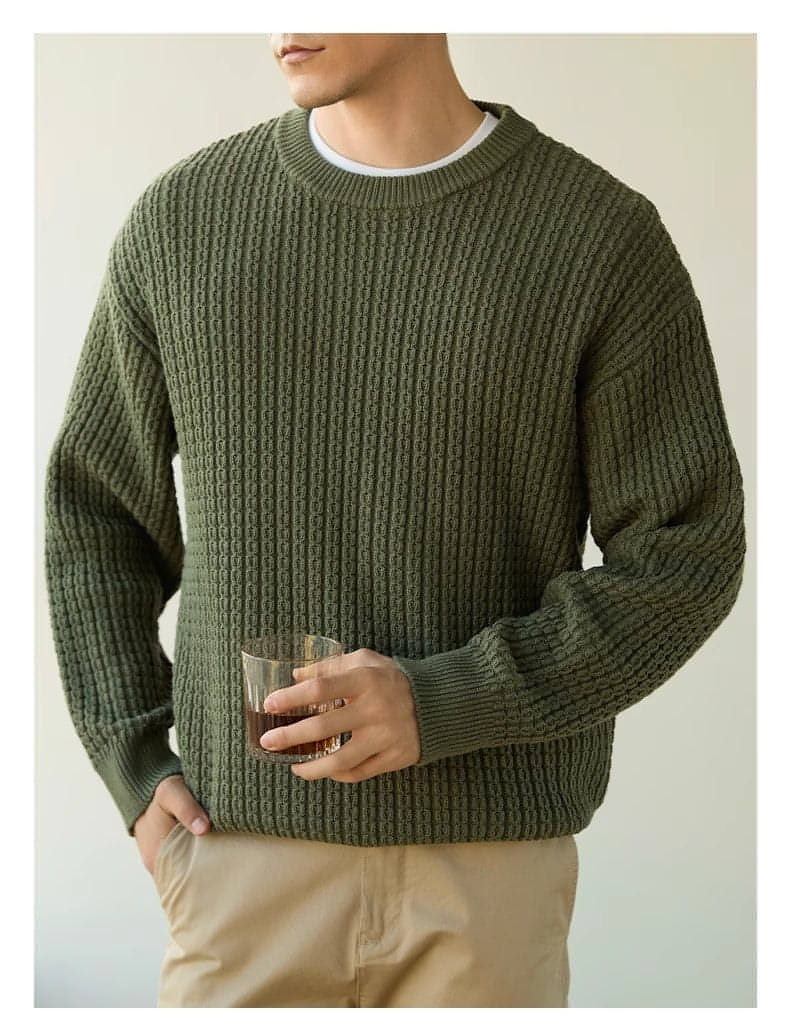 High-end Long Sleeve Loose Round Neck Men's Knitwear