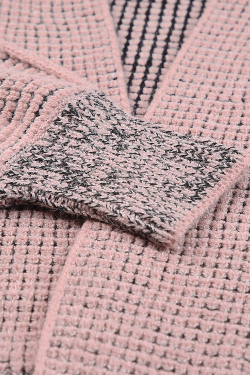 Pink Chunky Waffle Pleteni preveliko ovratnik Cardigan