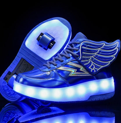 Zapatos con luces LED de doble rueda, patines para estudiantes