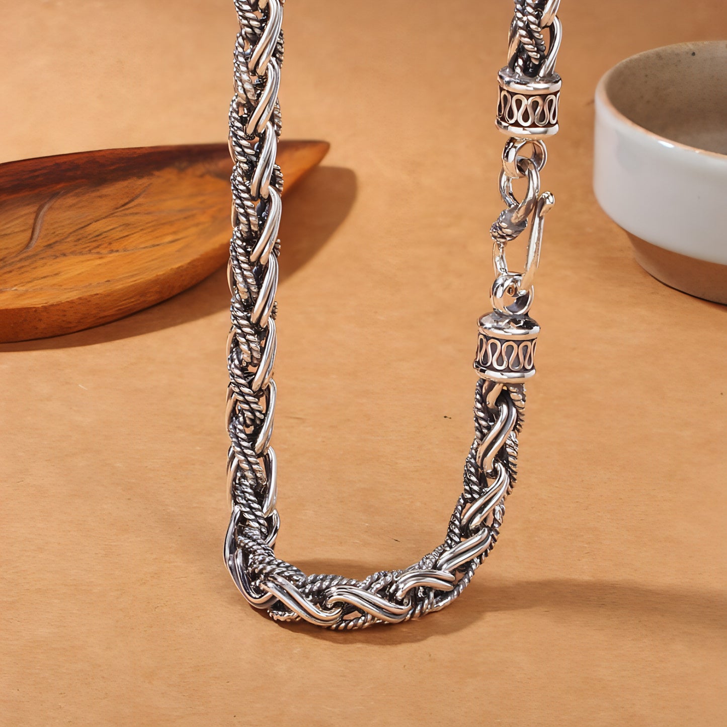 S925 Sterling Silver Handmade Hemp Rope Necklace For Men