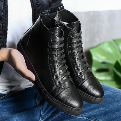 Men's Plus Size High Top Black Sneakers