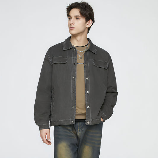 Men's Faux Denim Washed Cotton Coat