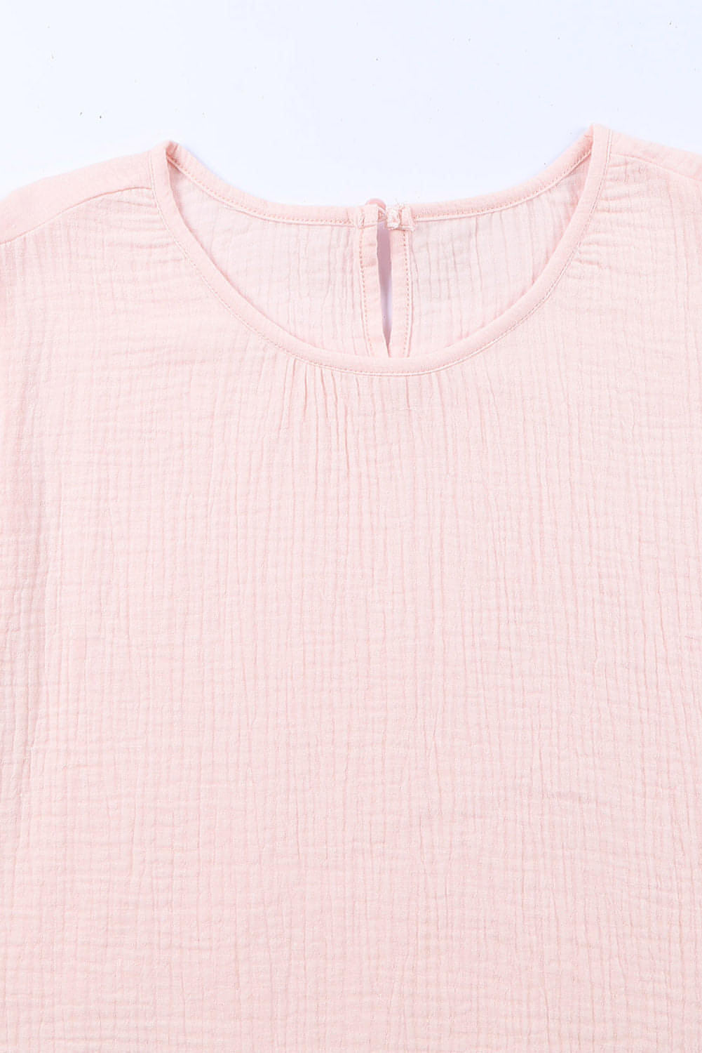 Blusa de manga curta com punhado em camadas texturizado rosa