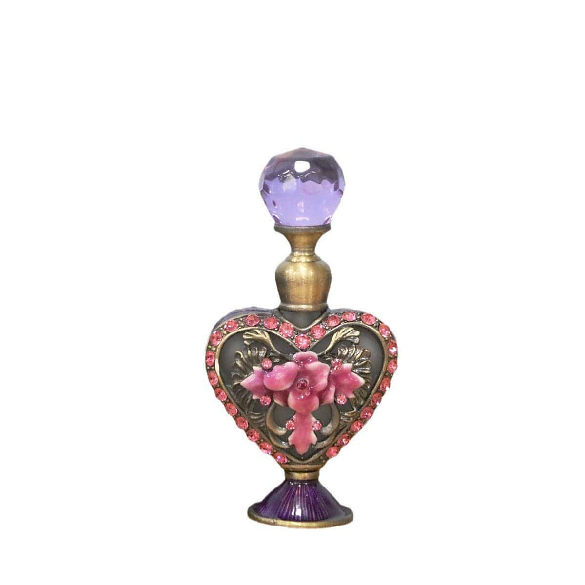 Magical 4ml Small Heart-shaped Hand Painting Flower Rhinestone-embedded Perfume Bottle