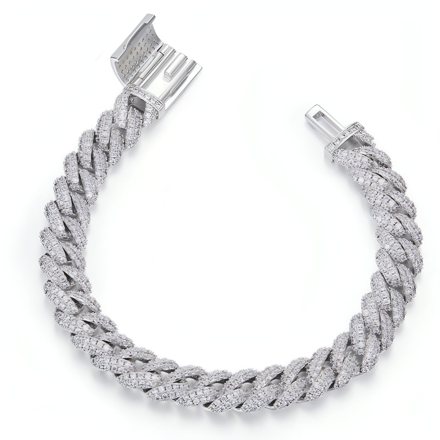 Silver Cuban Bracelet Or Necklace With Moissanite Diamonds