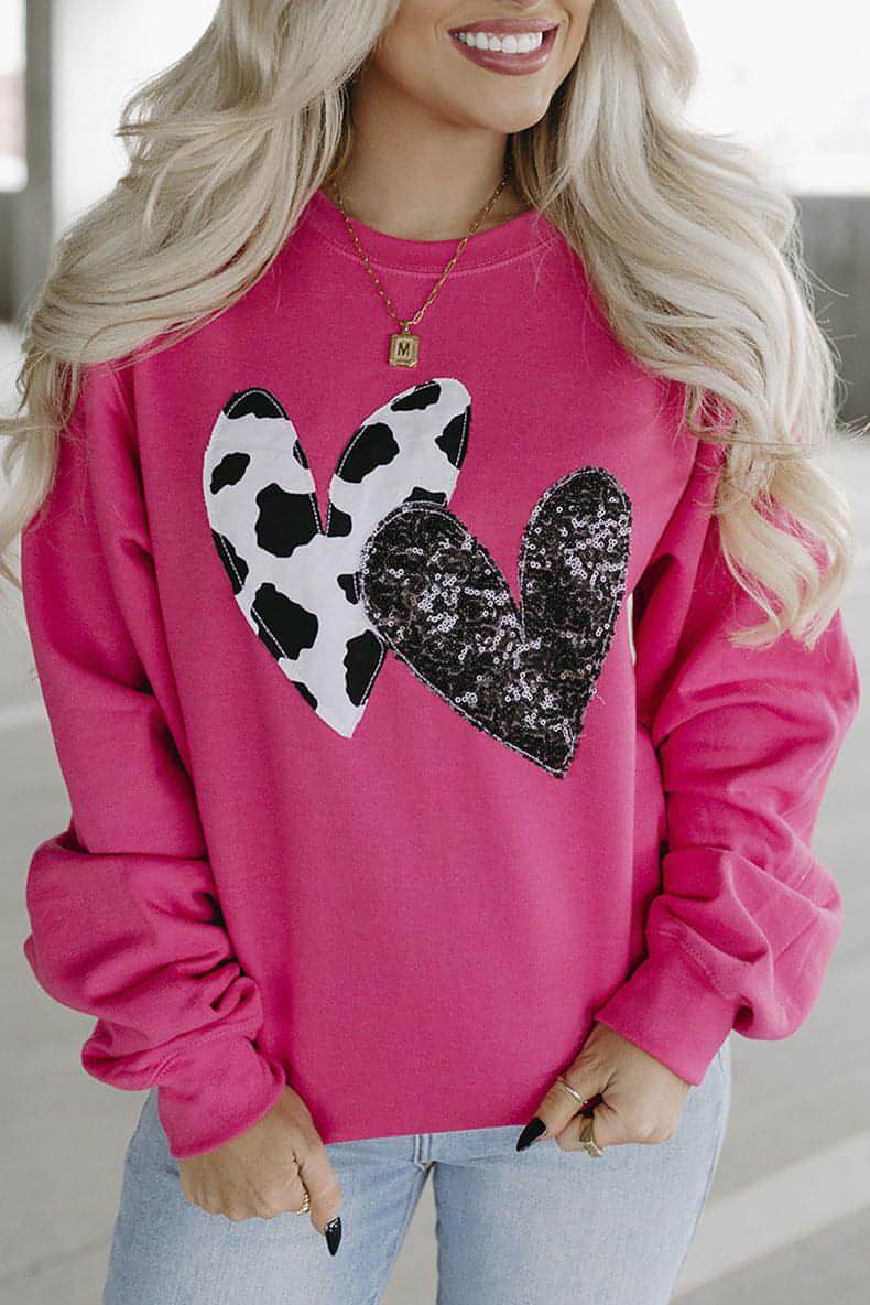 A1. Round Neck Long Sleeve Top Women's Loose Printed Sweater