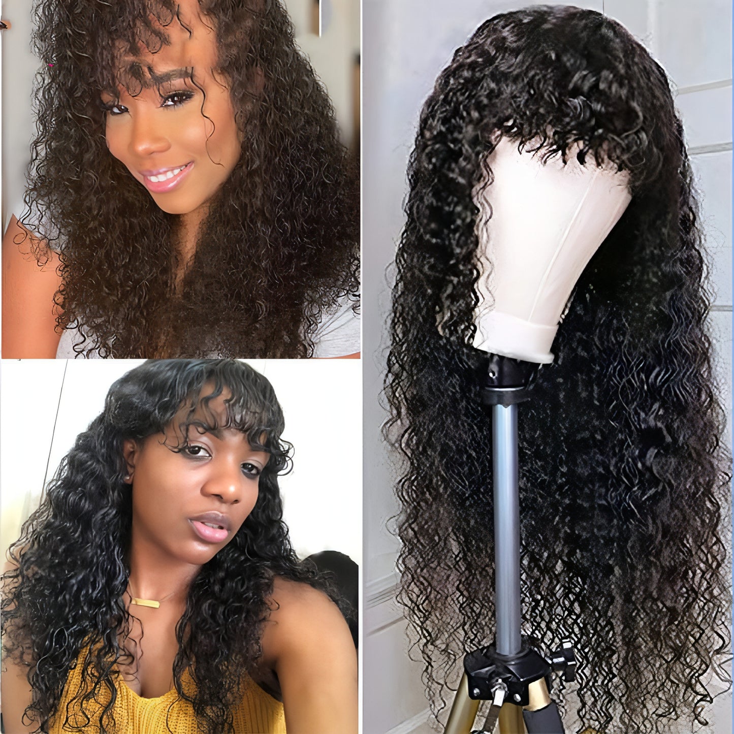 Shunfa Full Mechanism Curved Bangs Brazilian Hair Real Hair Headgear