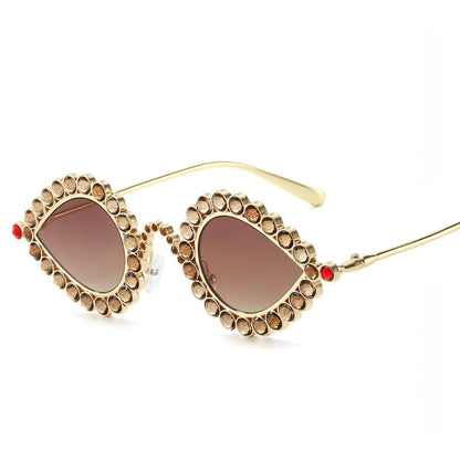 Z. Metal Small Frame Diamond Sun Glasses Accessories