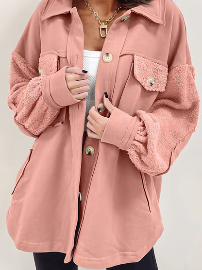 Autumn And Winter Plush Splicing Loose Jacket