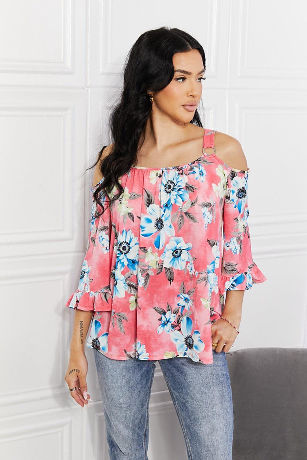 Blusa con hombros descubiertos y diseño floral Fresh Take de Sew In Love en tamaño completo