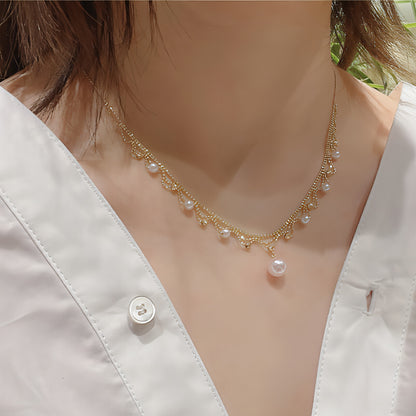 Aurora 18K Gold Lace Pearl Necklace - Sea Elegance