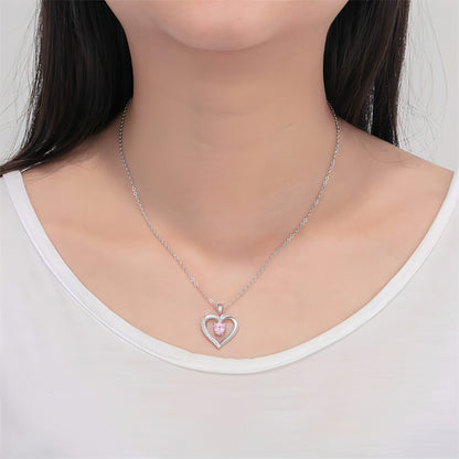 Ladies Elegant Heart Zircon Love Pendant Necklace