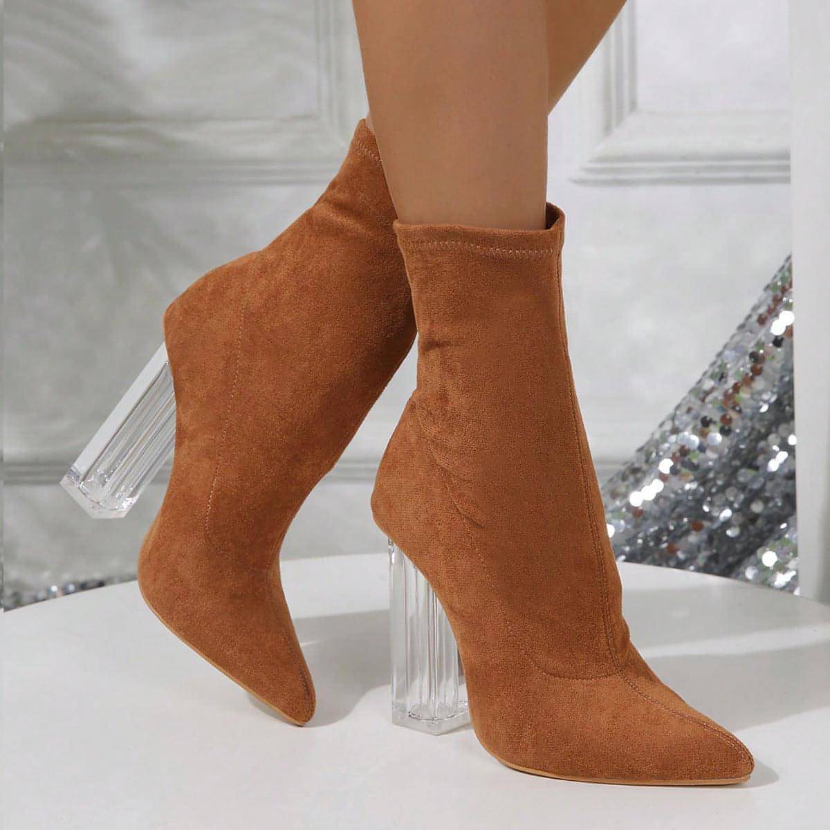 A1. Crystal High-heeled Shoes Women Boots