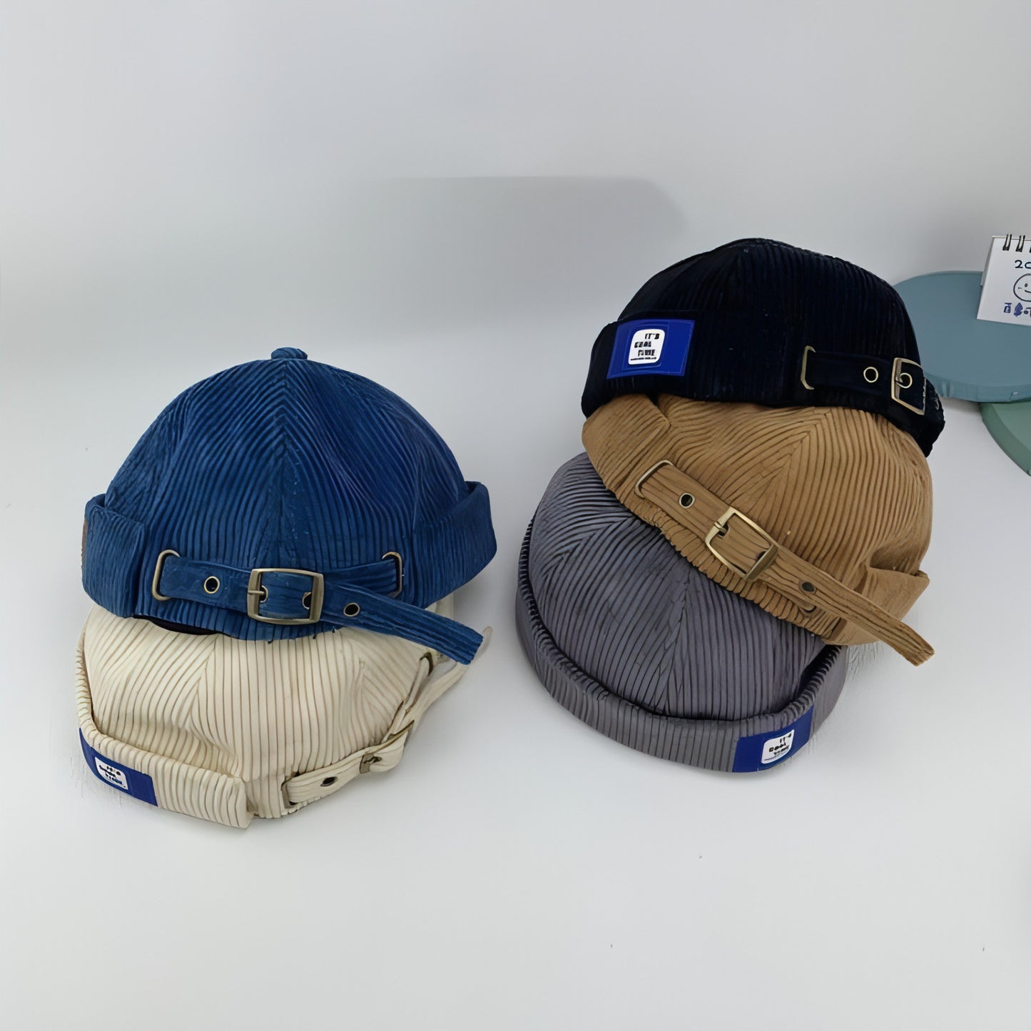 Sailor Corduroy Button Trendy Cap Hat