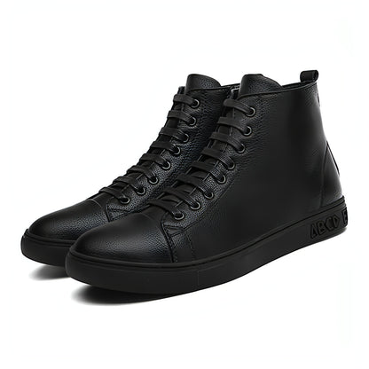 Men's Plus Size High Top Black Sneakers