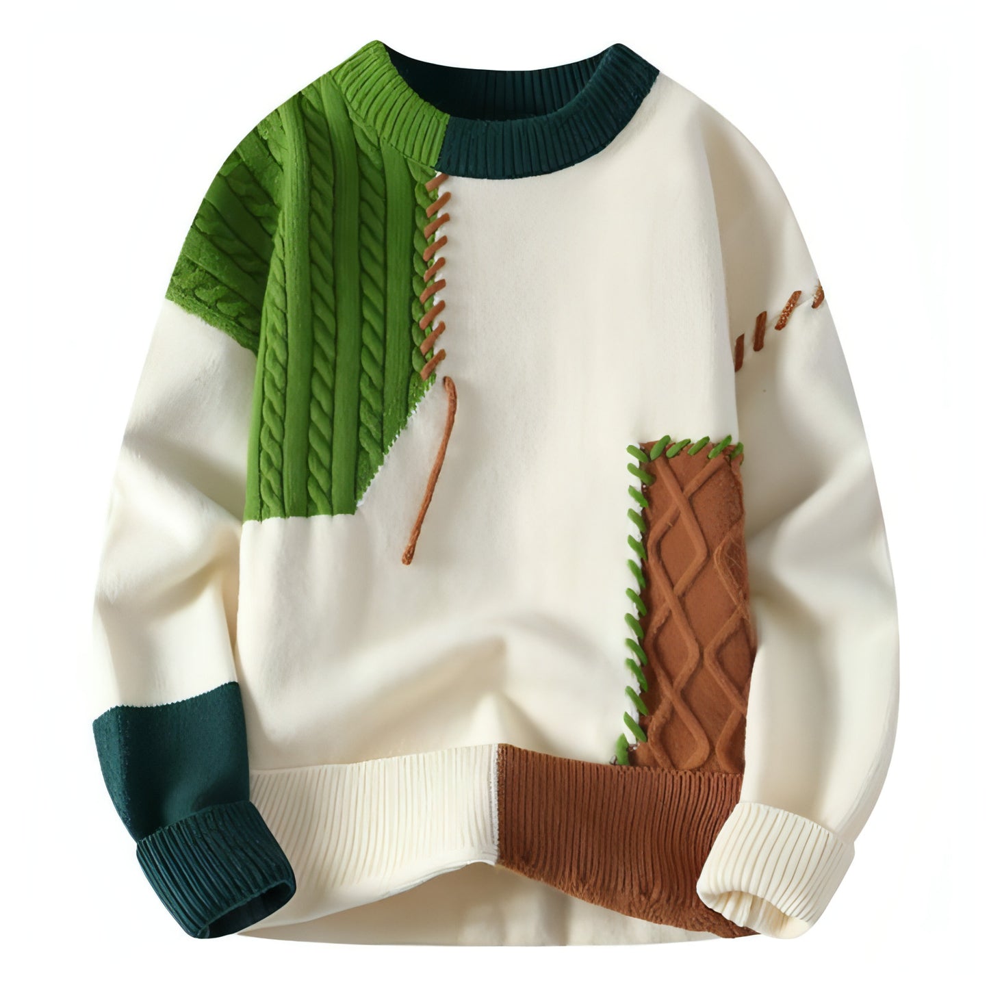 A.1 Sweater Men's Retro Color Contrast Patchwork