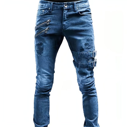 Personalized Trendy Worn Ripped Motorcycle Jeans Men