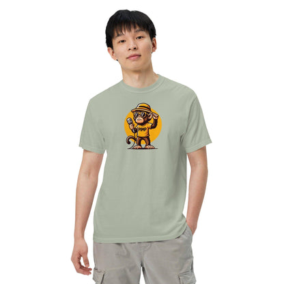 PIMP Monkey 3 - Camiseta unisex de tejido pesado teñido en prenda