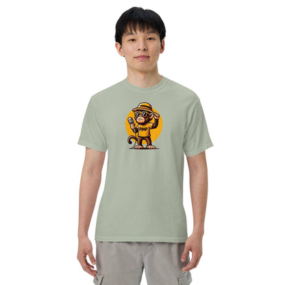 PIMP Monkey 3 - Camiseta unisex de tejido pesado teñido en prenda