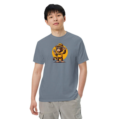 PIMP Monkey 3 - Camiseta unisex de tejido pesado teñido en prenda