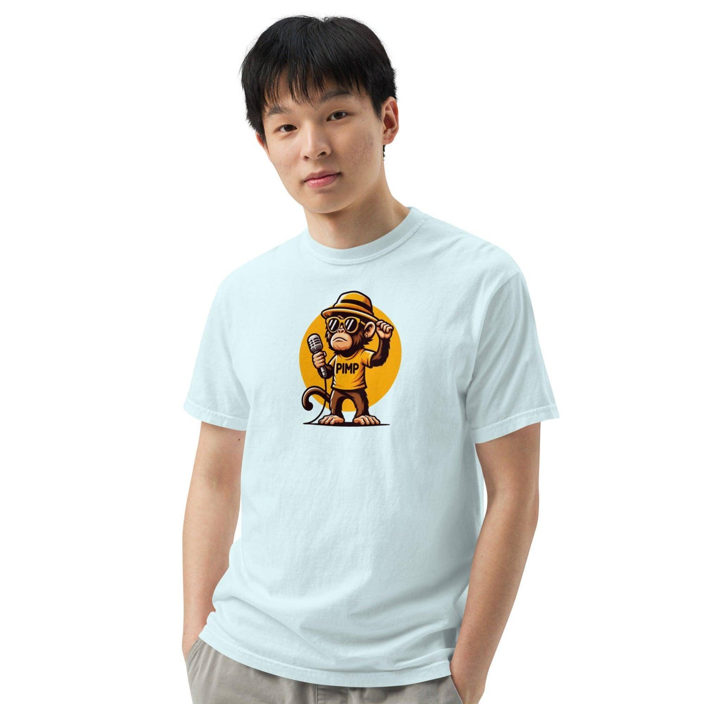 PIMP Monkey 3 – Stückgefärbtes, schweres Unisex-T-Shirt