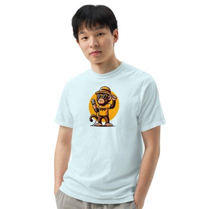 PIMP Monkey 3 - Camiseta unisex de tejido pesado teñido en prenda