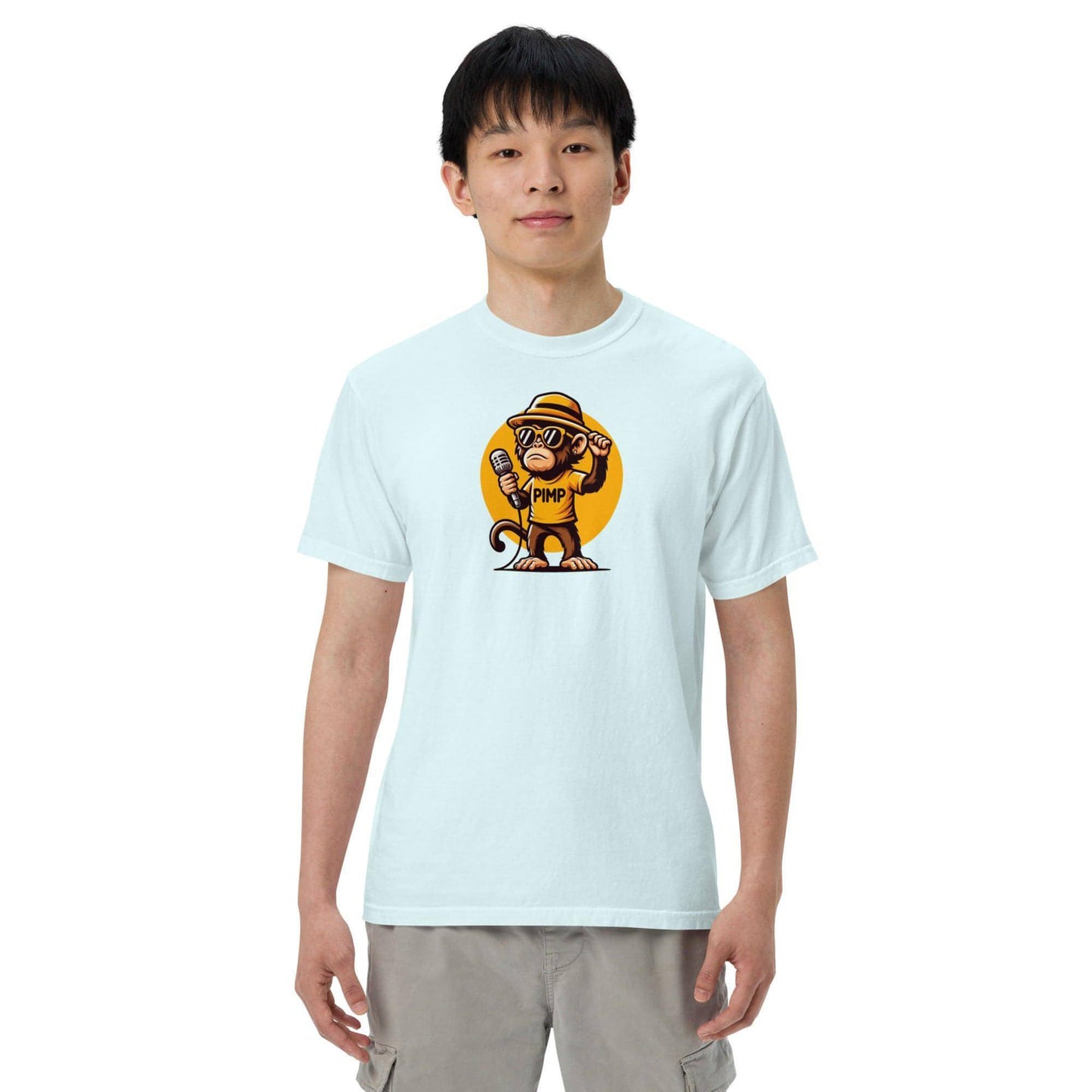 PIMP Monkey 3 - Camiseta unisex de tejido pesado teñido en prenda