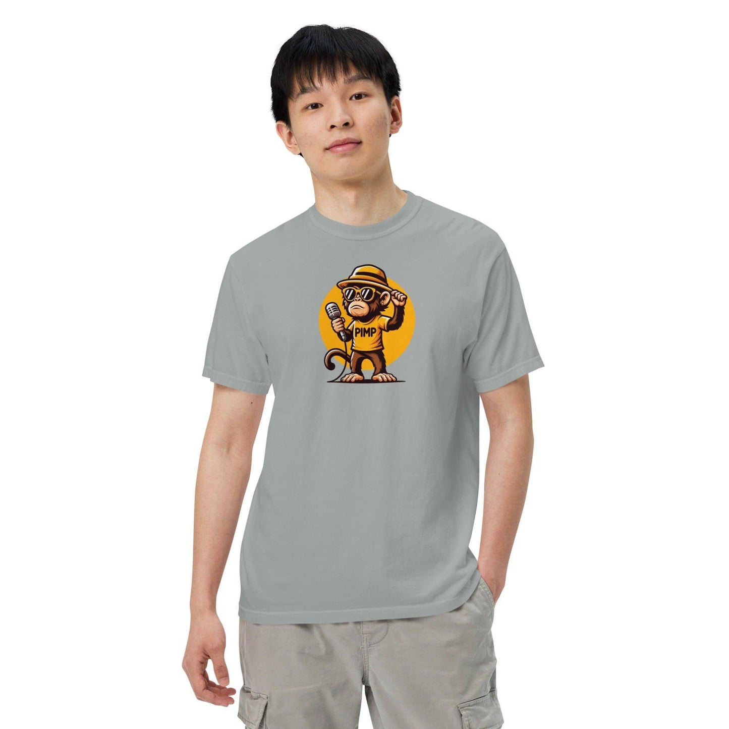 PIMP Monkey 3 – Stückgefärbtes, schweres Unisex-T-Shirt