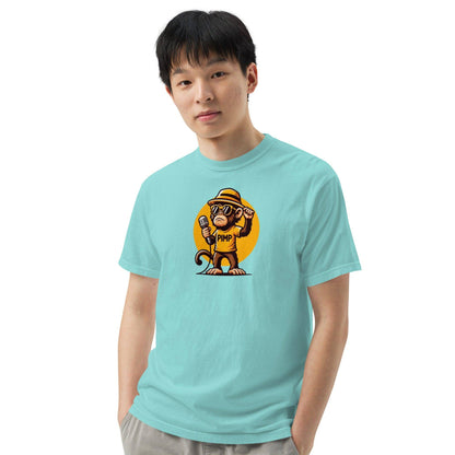 PIMP Monkey 3 - Camiseta unisex de tejido pesado teñido en prenda