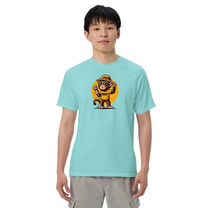 PIMP Monkey 3 - Camiseta unisex de tejido pesado teñido en prenda