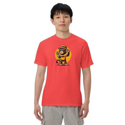 PIMP Monkey 3 - Camiseta unisex de tejido pesado teñido en prenda