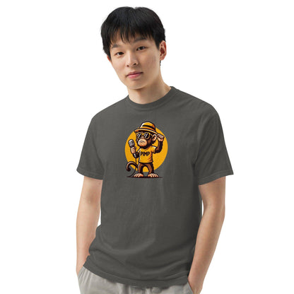 PIMP Monkey 3 - Camiseta unisex de tejido pesado teñido en prenda