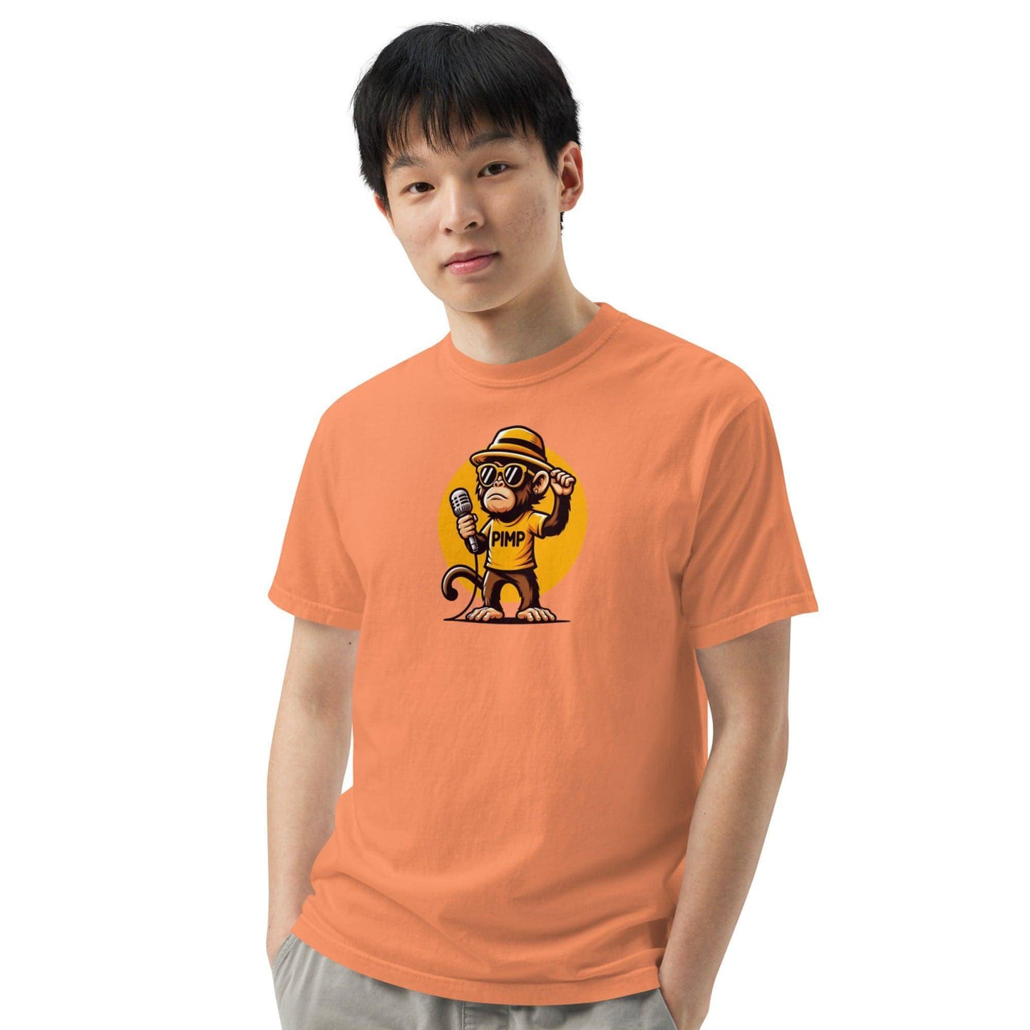 PIMP Monkey 3 - Camiseta unisex de tejido pesado teñido en prenda